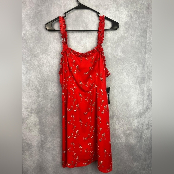 Lulus In the Garden Red Floral Print Skater‎ mini Spring Dress Size S - Picture 6 of 15